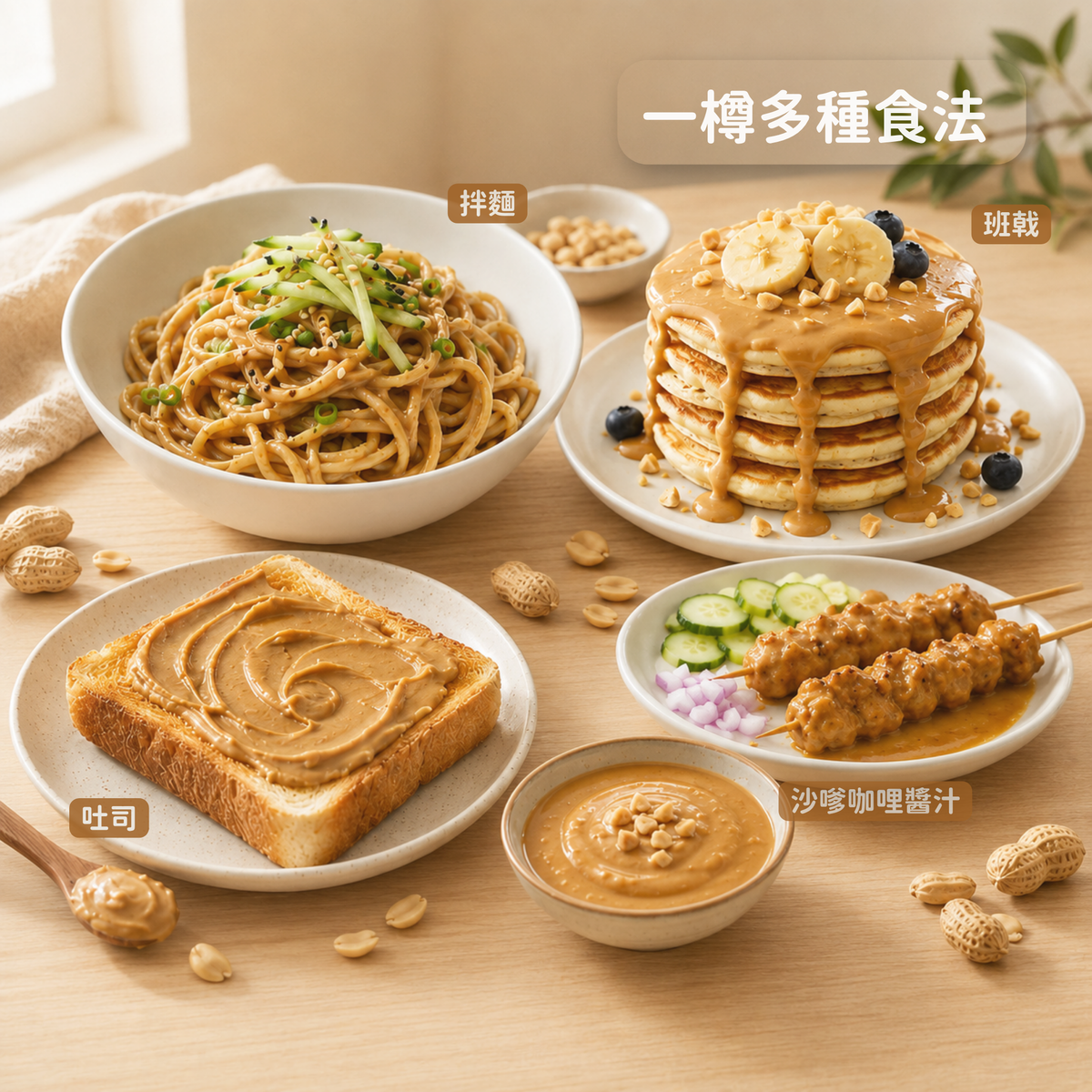 LAKANTO 幼滑花生醬多種食法，可配搭多士、班戟、乳酪、燕麥及其他餐點