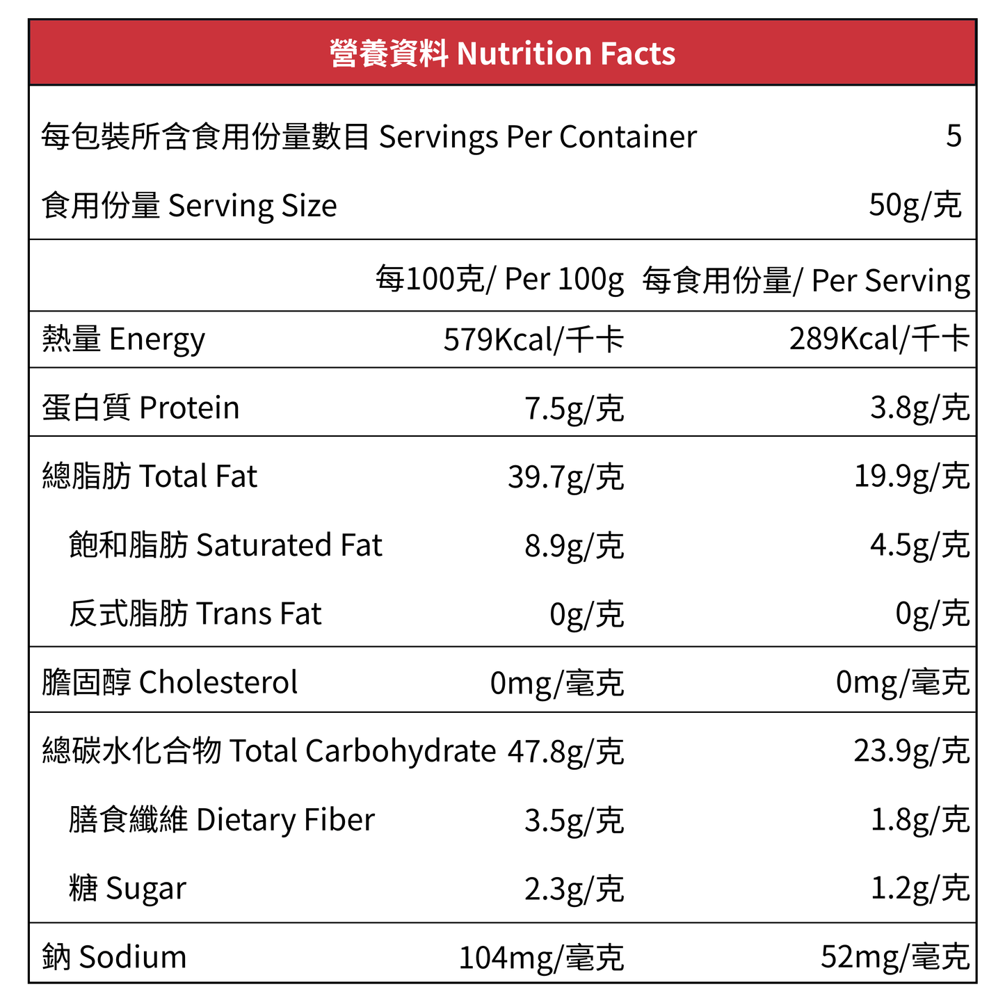LAKANTO 黑朱古力花生醬 250g 營養資料及每100克營養成分