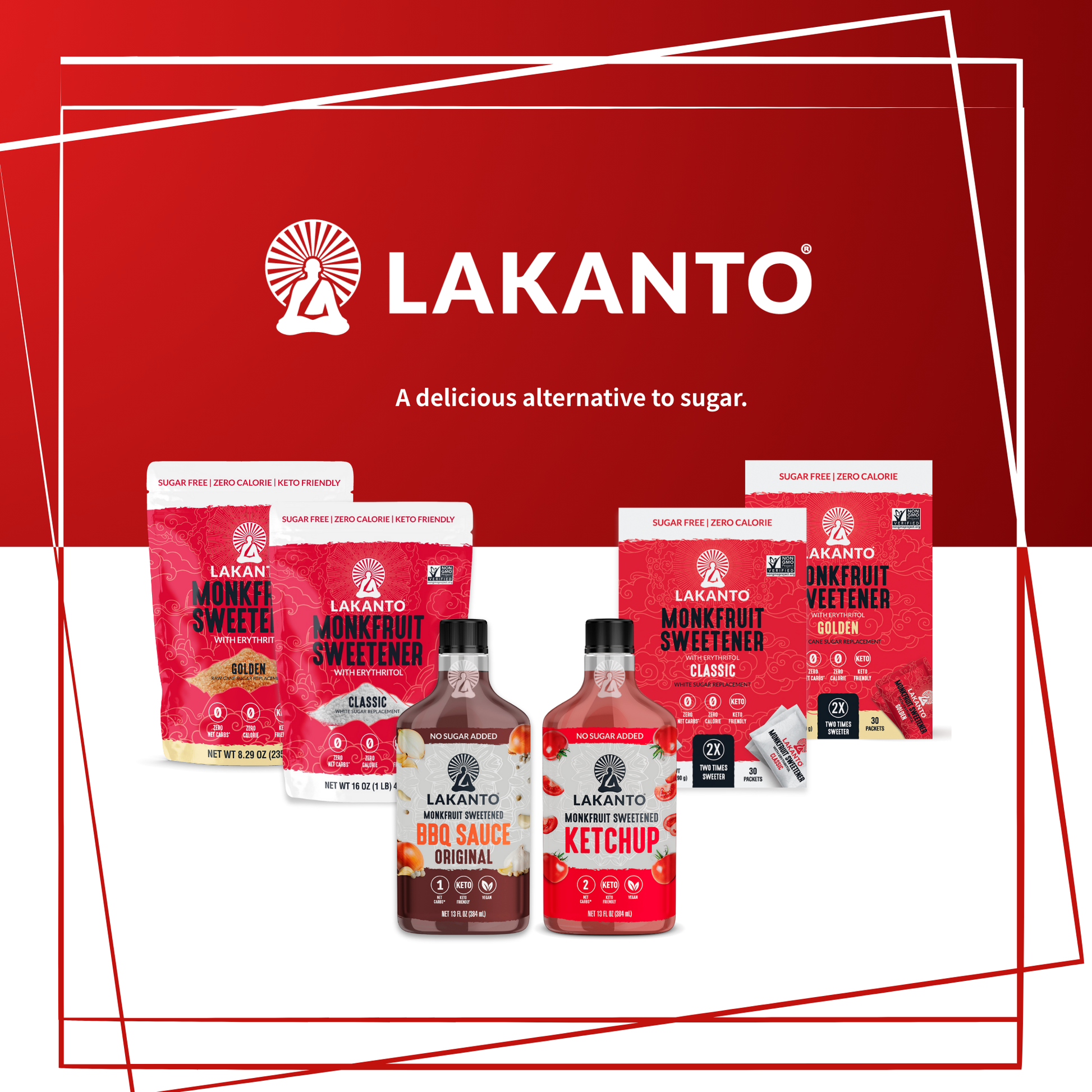 Lakanto 羅漢果甜味劑及無添加醬料全系列產品展示 ｜ Lakanto full product range featuring monk fruit sweeteners and no sugar added sauces