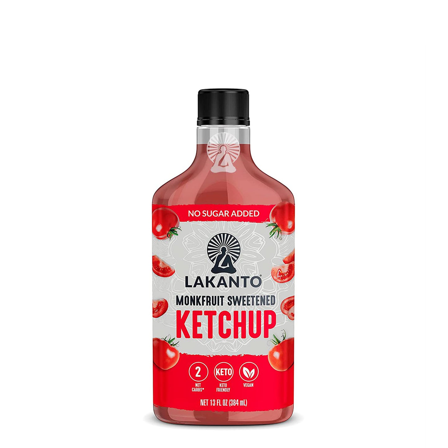 Lakanto 羅漢果糖無糖番茄醬產品圖，無添加糖、低碳水、生酮友好及純素配方，適合日常烹調與健康飲食使用 ｜ Lakanto monk fruit sweetened ketchup product image with no sugar added, low carb, keto friendly and vegan formula