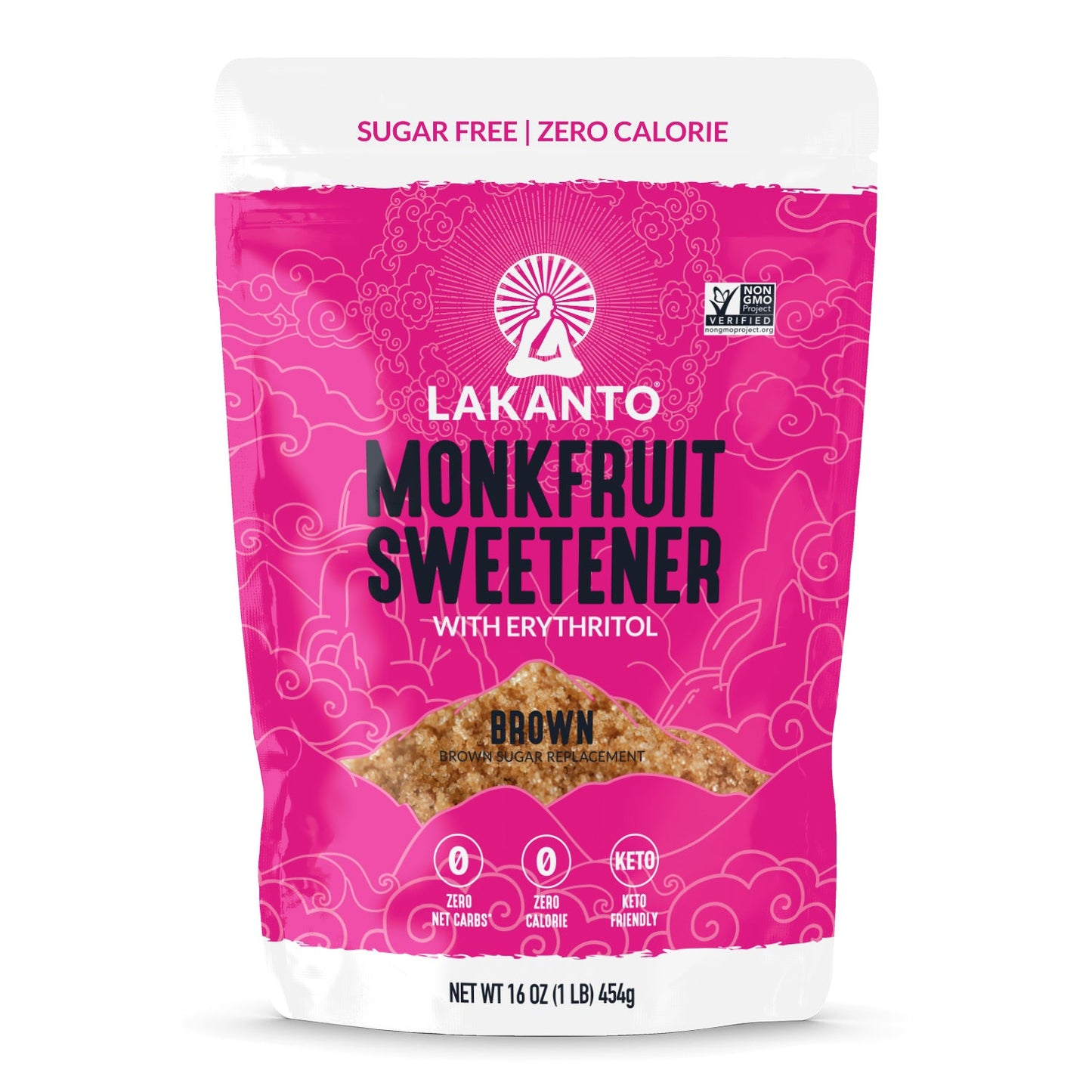 Lakanto 羅漢果代糖 Brown Sugar Replacement 無糖零卡 生酮友好 粉紅色包裝正面 Lakanto monkfruit sweetener brown sugar replacement sugar free zero calorie keto friendly front package